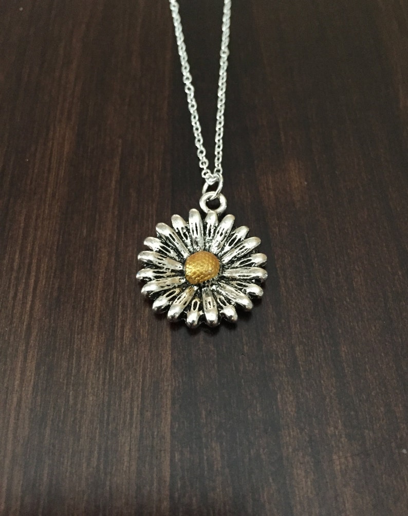 Sunflower Necklace Sunflower Gold Sunflower Necklace Silver Etsy UK
