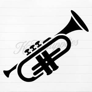 silueta de trompeta SVG, trompeta PNG, trompeta SVG, clipart de trompeta, trompeta digital, trompeta láser SVG, silueta de instrumento SVG, música PNG