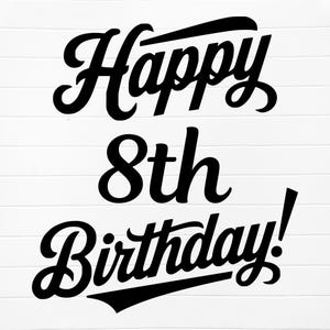 Happy birthday 8 歳 イラスト 黒い背景に8歳または8歳の誕生日 3Dイラスト のイラスト素材 2225878083