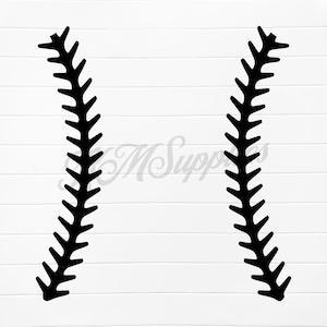 Puede incluir: Diseño de puntadas de béisbol en blanco y negro. Las puntadas están en un patrón de zigzag.