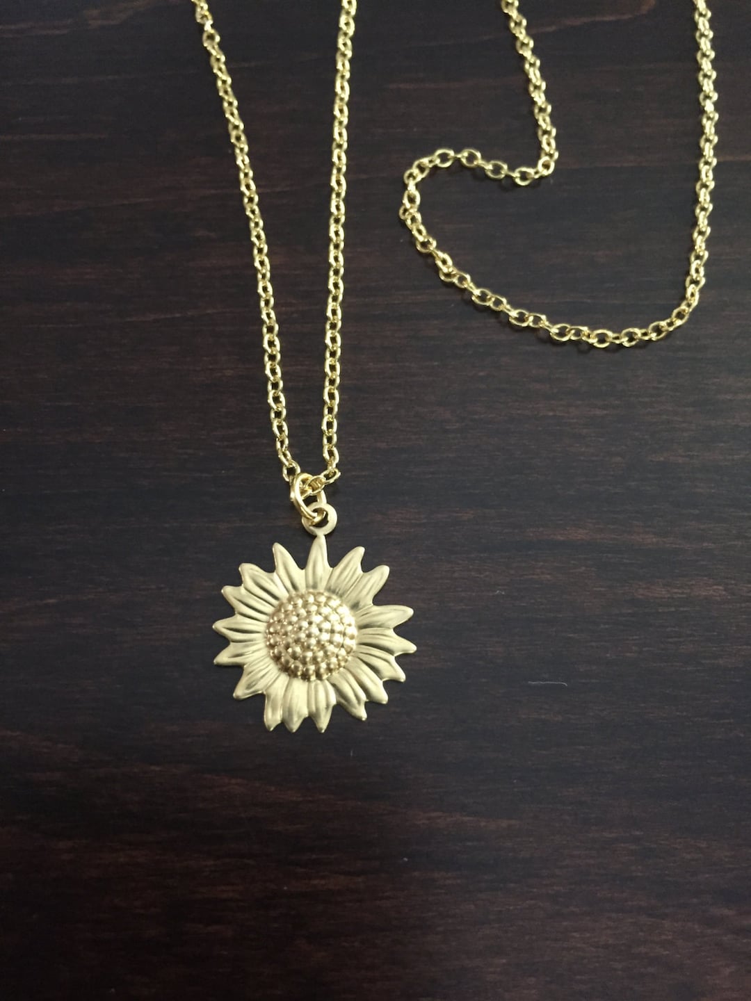 Flower Charms Small Sunflower Charm Gold Sunflower Necklace, Gold