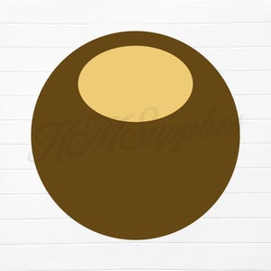 May include: A brown circle with a smaller, light yellow circle inside. The brown circle is solid, and the yellow circle is empty.