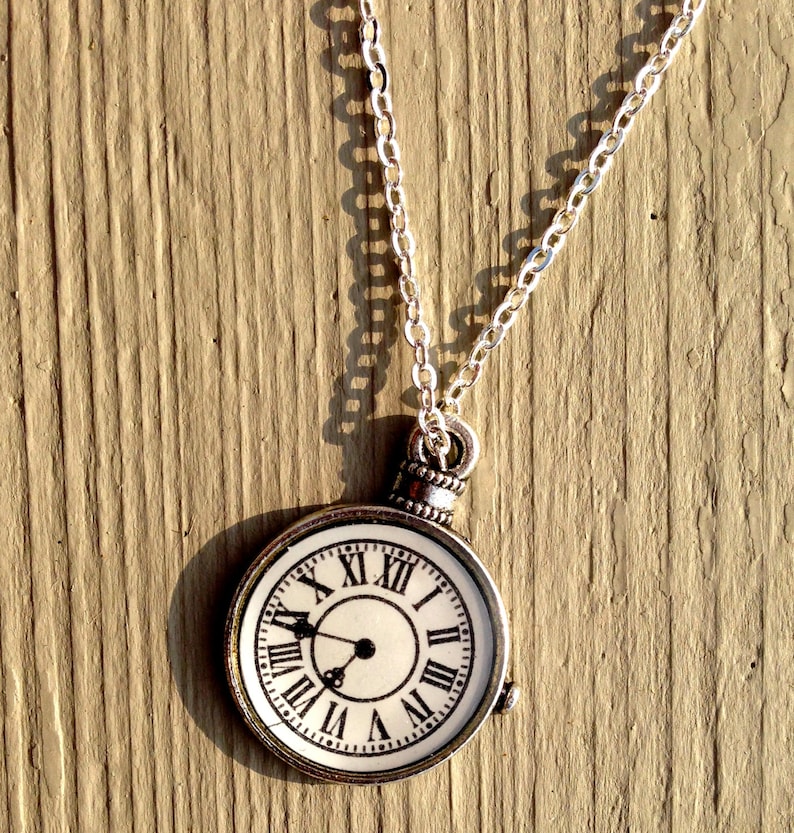 Silver Clock Necklace necklace clock clock necklace clock Etsy
