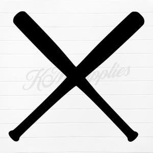 May include: Two black baseball bats crossed over each other in an 'X' shape.