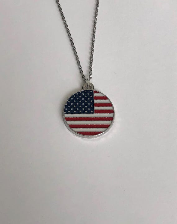 American Flag Necklace, American Flag Jewelry, United States Flag