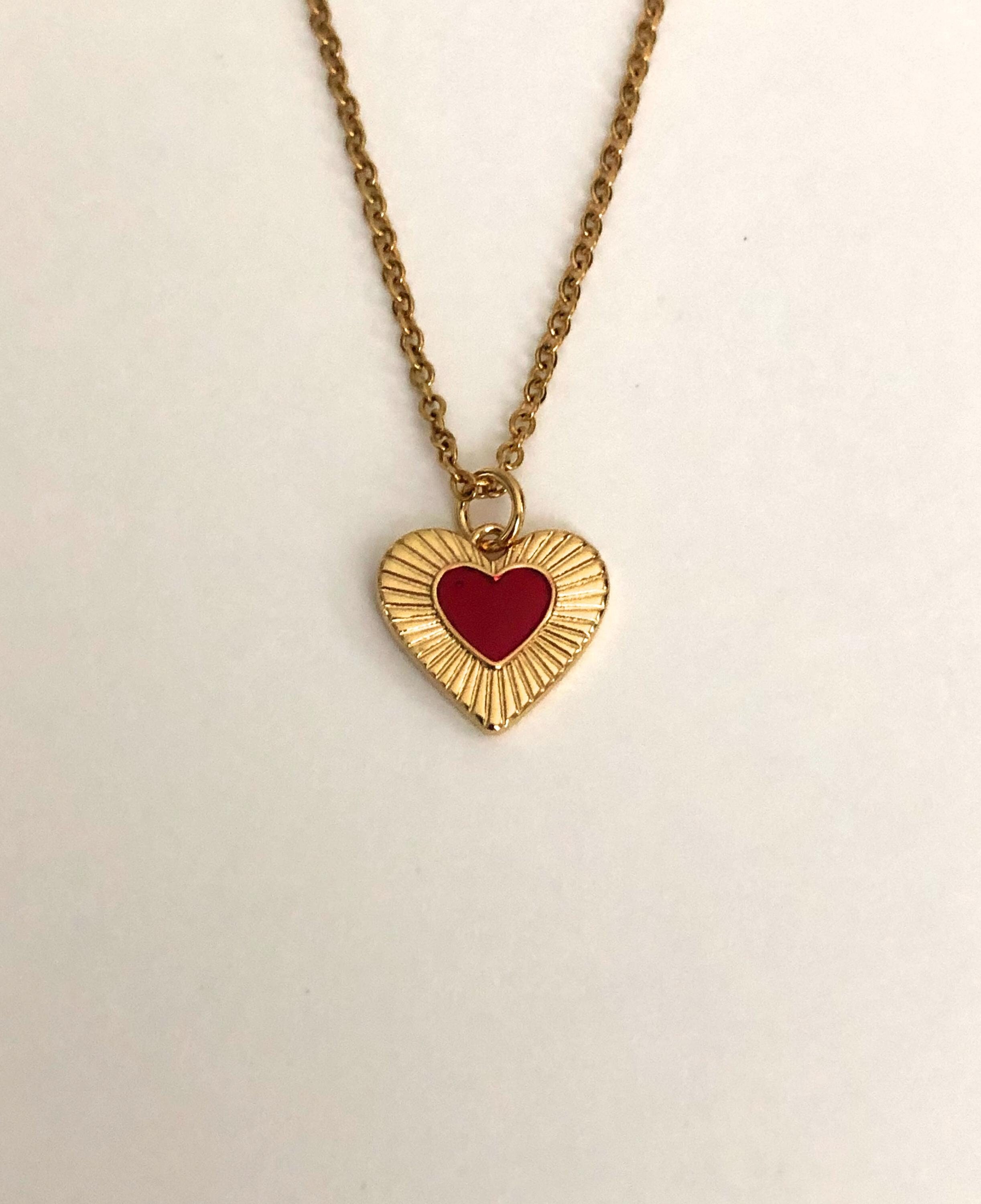 Heart Necklace, Red Heart, Red Heart Necklace, Red Heart
