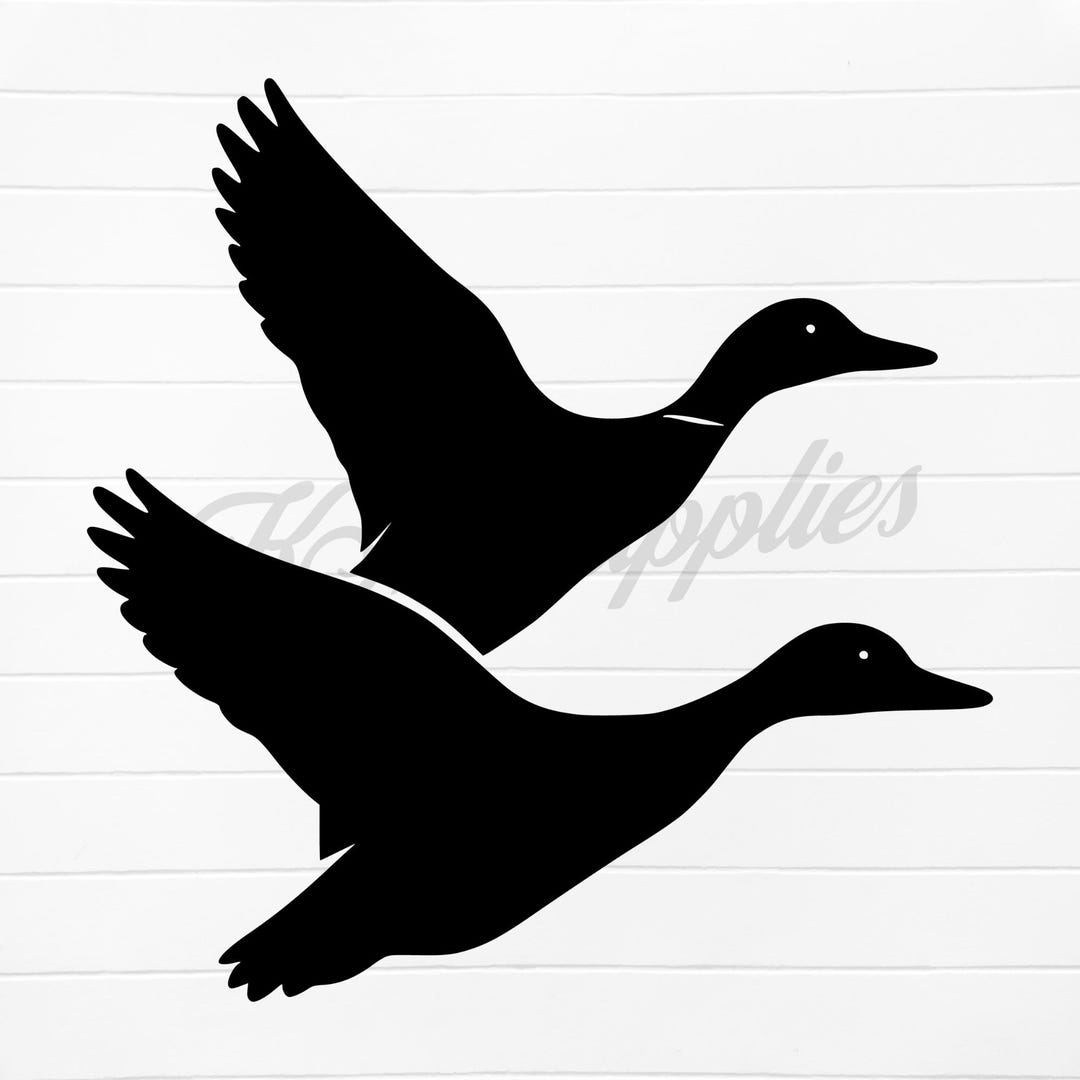 Flying Mallard Duck Pair SVG and PNG – Hunting Bird Silhouettes for ...
