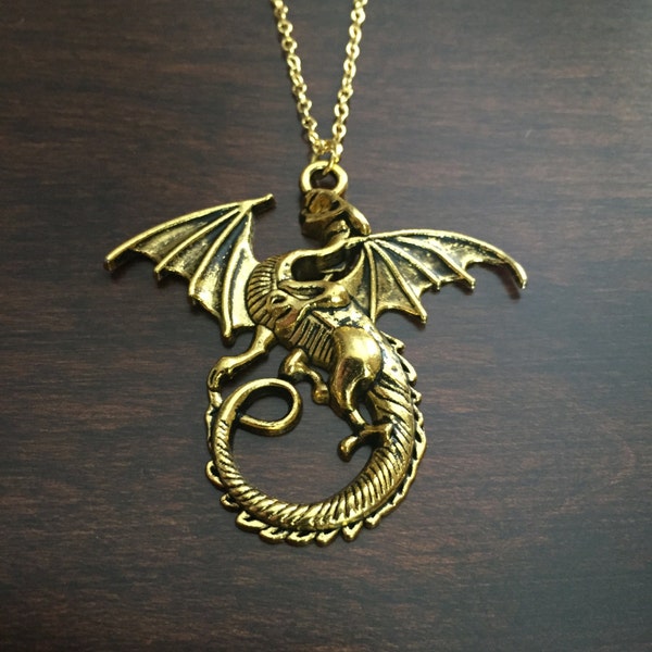 dragon, dragon necklace, dragon jewelry, gold dragon, gold dragon necklace, dragon pendant, dragons, jewellery, gold necklace, necklace