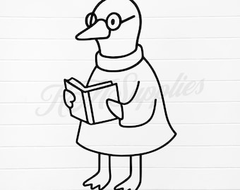reading goose png, goose svg file, reading goose clipart, silly goose svg file, goose outline clipart, goose vector, goose design, goose png