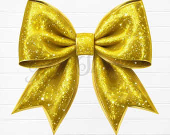 gold glitter bow png, gold bow png, yellow bow png, yellow bow clipart, glitter coquette bow png, bow digital download, digital bow png, bow