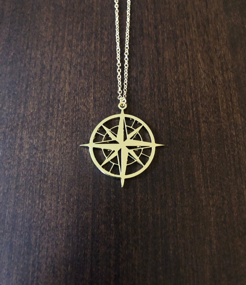 compass, compass necklace, compass pendant, compass jewelry, compass gift, gold compass necklace, small compass necklace, nautical, gifts image 1