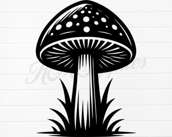 svg silhouette champignon, fichiers png champignon, clipart champignon, téléchargement numérique champignon, dessin vectoriel champignon, champignon noir numérique