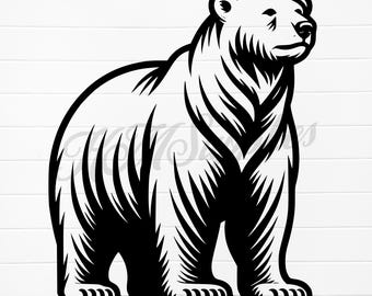 繊細なホッキョクグマの SVG バンドル、ホッキョクグマの線画 PNG