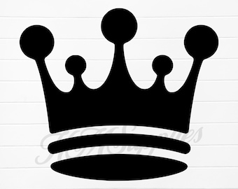 May include: A black silhouette of a crown with five points and a double band at the base.