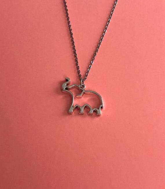 Silver Elephant Necklace, Elephant Necklace, Elephant Jewelry
