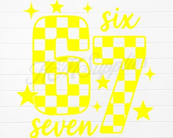 67 checkered png, checkered 67 svg, 6 7 checkered, 6 7 yellow png, six seven digital file, six seven clip art, 6 7 svg download, 67 design