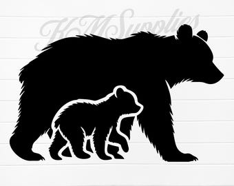 Mama und Baby Bär Bild, Bär Silhouette, Bär Silhouette svg, Silhouette Bär, niedlicher Bär svg, süßer Bär png digital, süßer Bär png, Bären