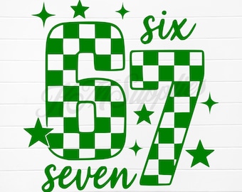 67 checkered png, checkered 67 svg, 6 7 checkered, six seven green, six seven digital file, six seven clipart, 6 7 meme png svg, 67 meme png