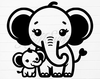 mom and baby elephant, mom and baby elephant svg, elephant digital download, cute elephant svg, elephant cute svg, elephant baby svg, png