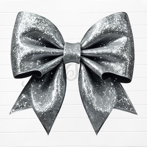 silver bow png, silver glitter bow png, silver glitter bow clipart, coquette bow sublimation file, bow digital download, bow sublimation