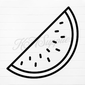 Puede incluir: Un dibujo en blanco y negro de una rebanada de sandía con semillas.