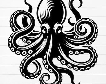 Pulpo PNG, silueta de pulpo SVG, silueta de pulpo SVG, clipart de pulpo, descarga digital de pulpo, vector de pulpo, imagen de pulpo