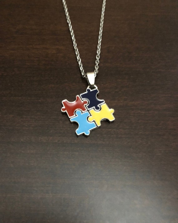 Autism Puzzle Piece Heart Necklace
