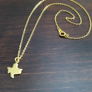 Texas Necklace, gold Texas necklace, Texas jewelry, Texas pendant, gold Texas, state necklace, state jewelry, state pendant, Texas gold, tex
