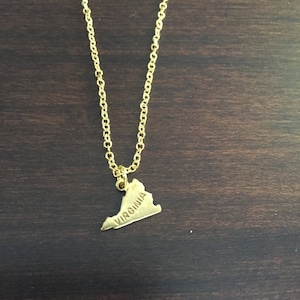 Virginia Necklace, Virginia, gold Virginia necklace, Virginia jewelry, Virginia pendant, state necklace, state of Virginia, Virginia gift