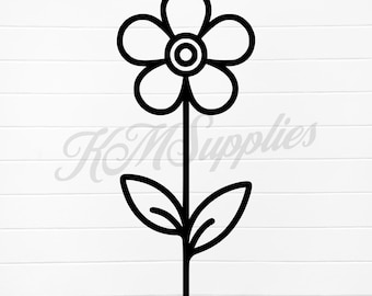 Arte lineal de flores png, arte lineal de flores SVG, flor simple SVG, flor simple PNG, tallo de flor simple SVG, contorno de flor png, contorno de flor