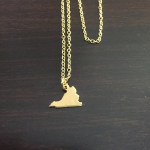 Virginia Necklace, Virginia, gold Virginia necklace, Virginia jewelry, Virginia pendant, state necklace, necklace Virginia, state jewelry