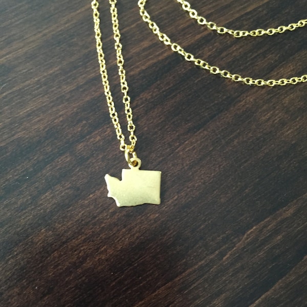 Washington Necklace, Washington, gold Washington necklace, Washington jewelry, Washington pendant, state necklace, state of Washington