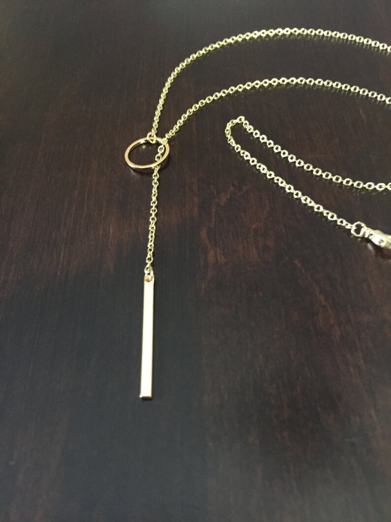 Ultra Minimal Bar Drop Necklace Gold Bar Necklace slim long Etsy