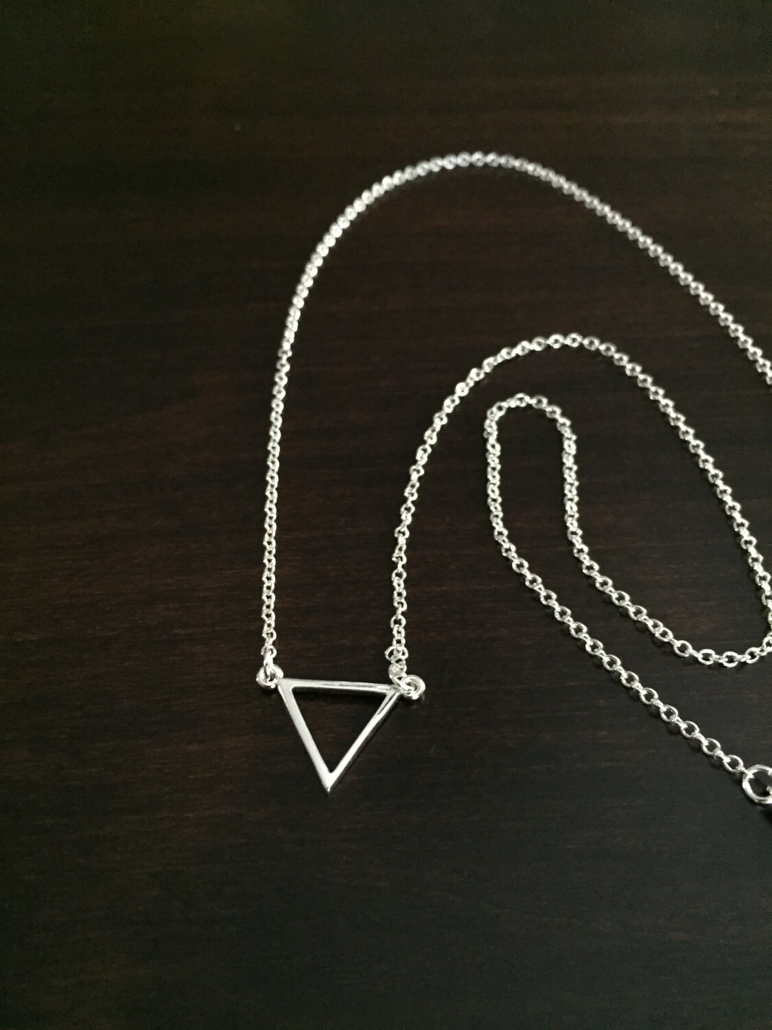 Triangle Necklace, Silver Triangle Necklace, Geometric
