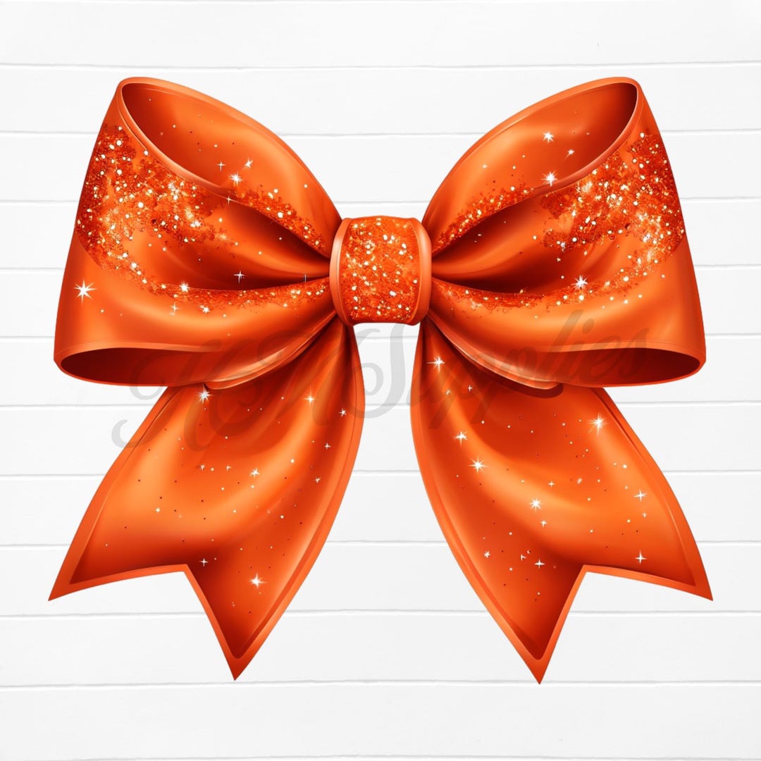 Orange Glitter Bow Png, Orange Bow Png, Orange Bow Clipart, Orange