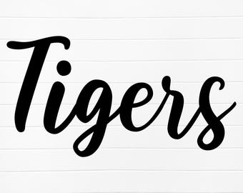 tigers text digital, tigers word svg, tigers cursive svg, tigers cursive png, tigers school spirit png, tigers, mascot hand lettered design
