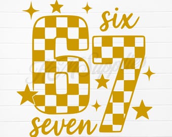 67 checkered png, checkered 67 svg, 6 7 checkered, gold 67, 6 7 yellow png, six seven digital file, six seven clip art, 6 7 meme download