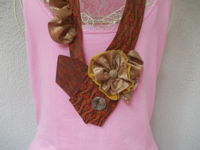 ties chain, tie chain, loitering, flower power, rustic, shabby, tie, womens clothing, handmade, upcycled tie clothing necklace image 5
