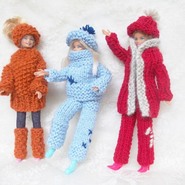 Knitting instructions set (only German pattern) for dolls, 3 models, doll clothes, Barbie, pants, hats, quickly knitted, doll fashion