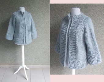 Strickanleitung für offene Strickjacke (ONLY in GERMAN), Umhang, tolles Strickmuster, Grobstrick, Anleitung für mehrere Größen, unisex