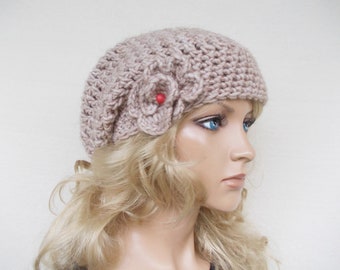 Crochet pattern (ONLY GERMAN) for 2 beanies, crochet hat with beautiful crochet flowers, two different crochet patterns, DIY