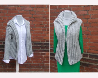 knitting pattern for open vest and cardigan, cape, great knitting pattern, chunky knit, instructions for several sizes, unisex