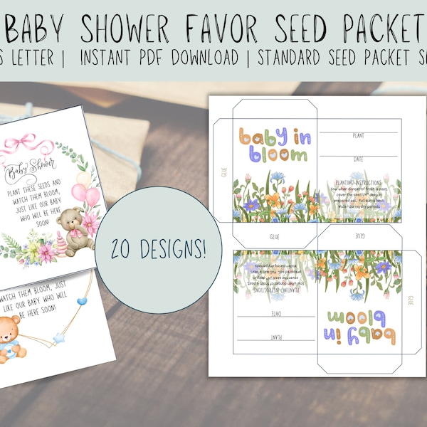 Oh Baby Seed Packet Download - Baby in Bloom - 20 Designs - Printable Seed Package Party Favors - PDF - Baby Shower Gift - Baby Announcement