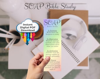 SOAP Bible Study Method Bookmark - Guided Bible Study - Christian Printable - Digital Bible Bookmark - Scripture Study Tool