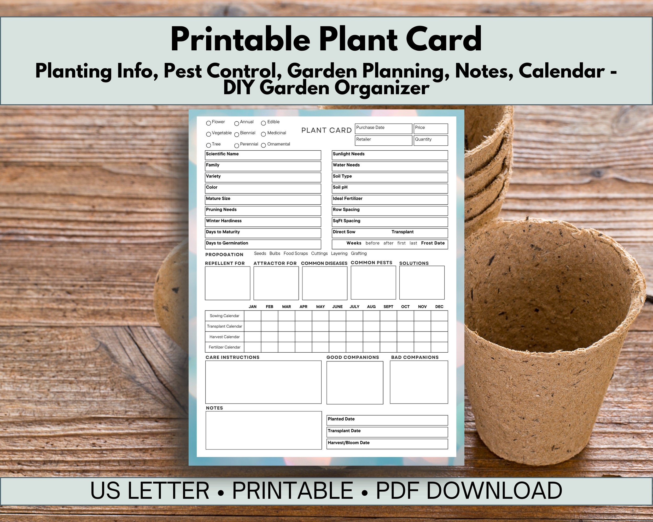 Planting Plan Label Examples Garden Guide Bundle Vegetable & Medicinal Plant Cards, Square Foot ...