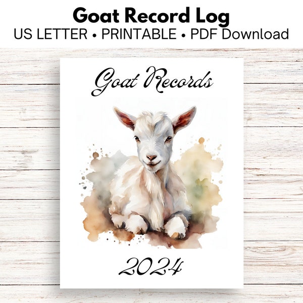 Goat Record Log - PDF 45+ Pages, Multiple Cover Designs, Breeding Records, Health Logs, Trackers and To-Do Lists - Homestead Management