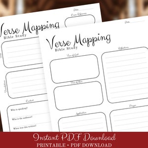 Bible Study Verse Mapping PDF - Christian Workbook - Scripture Study Guide - Church Journaling Tool - Bible Study Group Digital Download