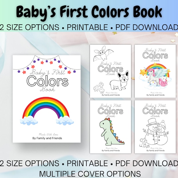 Colors Baby Shower Coloring Book - First Colors Book - Baby Shower Game and Keepsake! US Letter Paper - Instant PDF Download - 2 Sizes