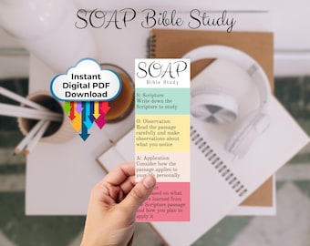 SOAP Bible Study Bookmark - Printable Bible Study Tool, Engaging Scripture Study, Digital download for Spiritual Growth