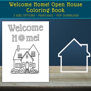 Livres à colorier pour enfants pour agent immobilier, livre amusant pour les portes ouvertes, marketing pour agent immobilier, oeuvre d'art imprimable Bienvenue à la maison, PDF instantané